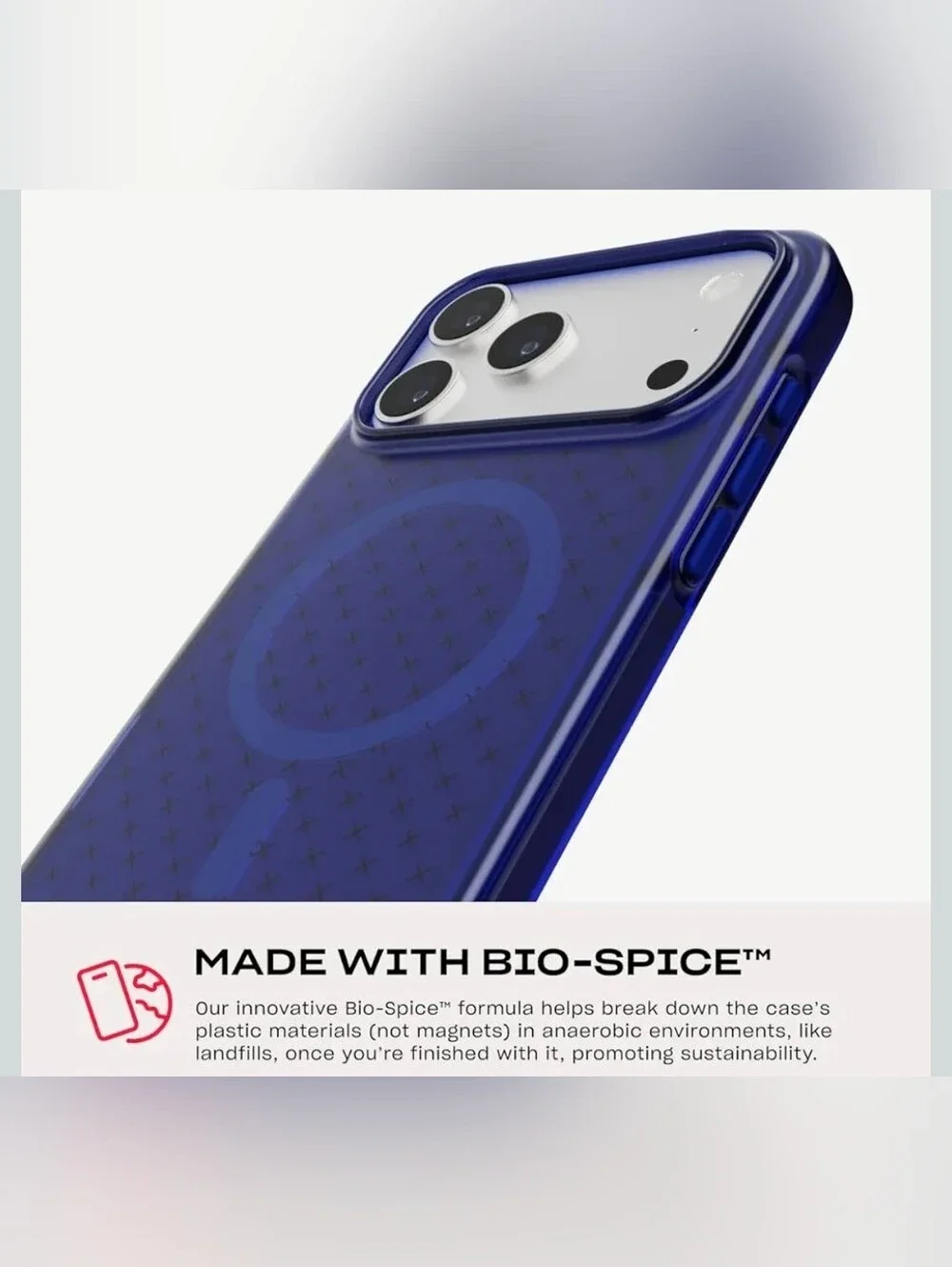 tech21 EvoCheck Blue Transparent iPhone 17 Pro Max Case 16-foot drop protection
